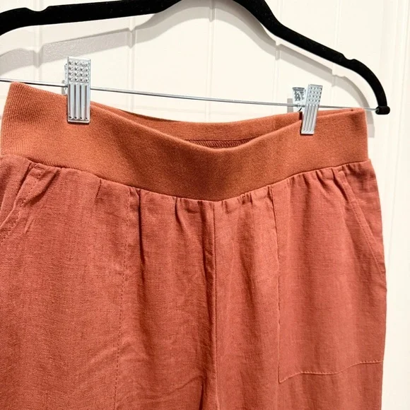 Women's Linen Blend Terracotta Joggers - Picture 4 of 8